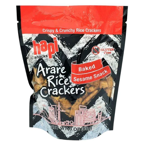 Hapi Arare Rice Crackers in Baked Sesame, Gluten Free, 3.0 oz.