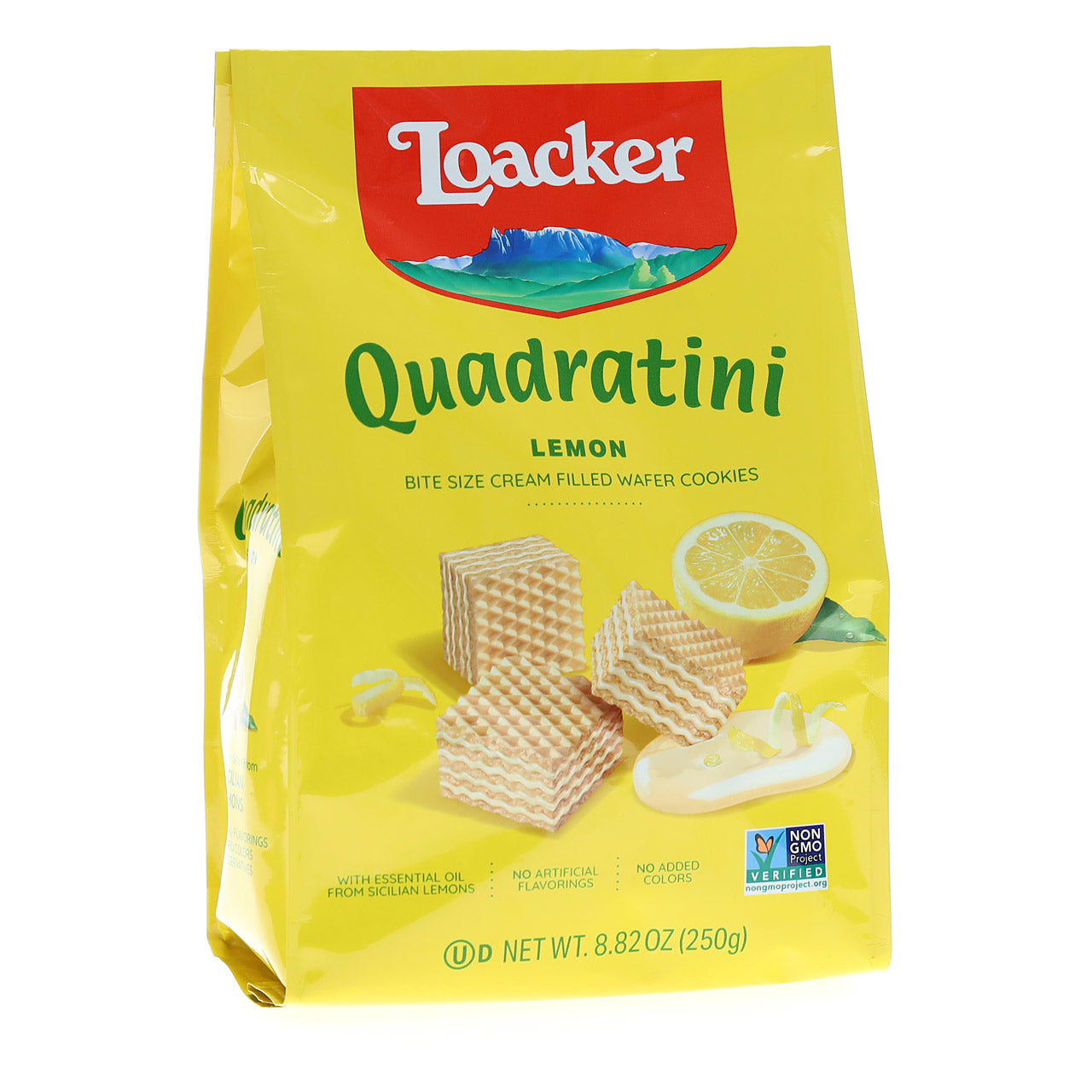 Loacker Quadratini Lemon Cream Filled Wafers, 8.82 oz.