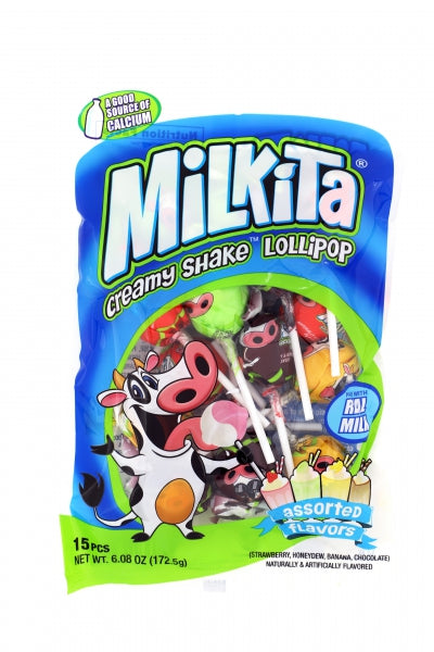 Milkita Milkshake Lollipop Candy, Assorted - 4.76 oz bag